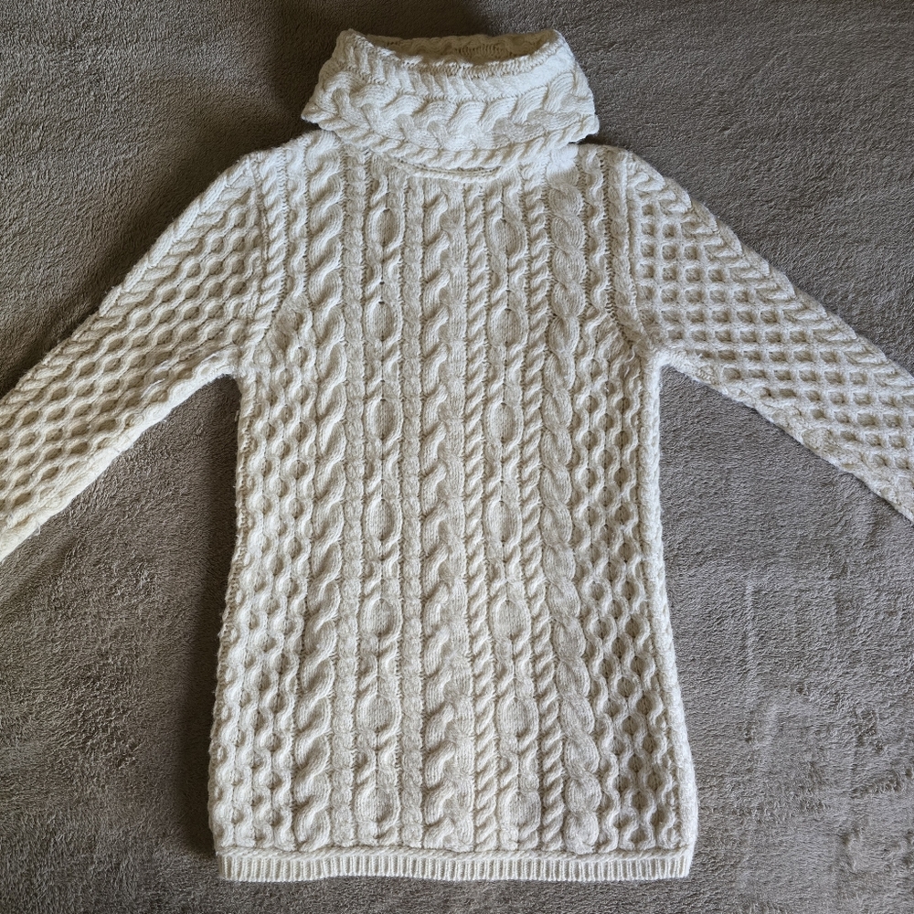 Aran Crafts Ireland Merino Wool Cable Knit Turtleneck Sweater Size Small - Picture 5 of 14